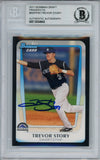 Trevor Story Autographed 2011 Bowman #BBPP84 Trading Card Beckett Slab 14814
