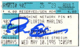 Deion Sanders Signed Cincinnati Reds 5/10/1995 @ Marlins Ticket BAS 37162