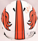 Javonte Williams Signed Broncos Lunar Speed Mini Helmet *Thin -Beckett W Holo
