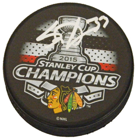 SCOTT DARLING Signed Blackhawks 2015 Stanley Cup Champs Logo Puck - SCHWARTZ