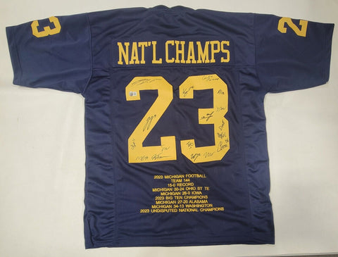 NEW! JJ McCarthy, Blake Corum and Team Signed Natl Champs XL STAT Jersey W/ INS