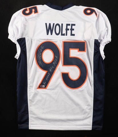 Derek Wolfe Signed Broncos Jersey Inscribed "You Missed MF**" & "MAGA" (Beckett)