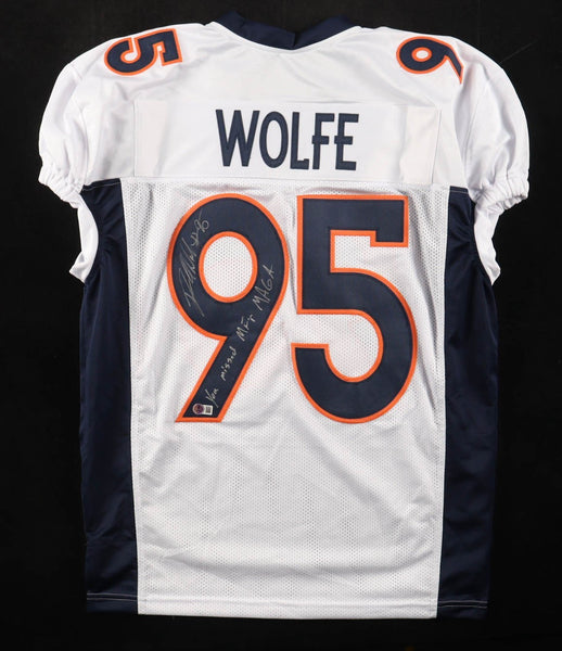 Derek Wolfe Signed Broncos Jersey Inscribed "You Missed MF**" & "MAGA" (Beckett)