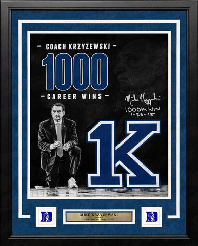 Mike Krzyzewski Duke Autographed Signed 16x20 1000th Win College Photo Fanatics