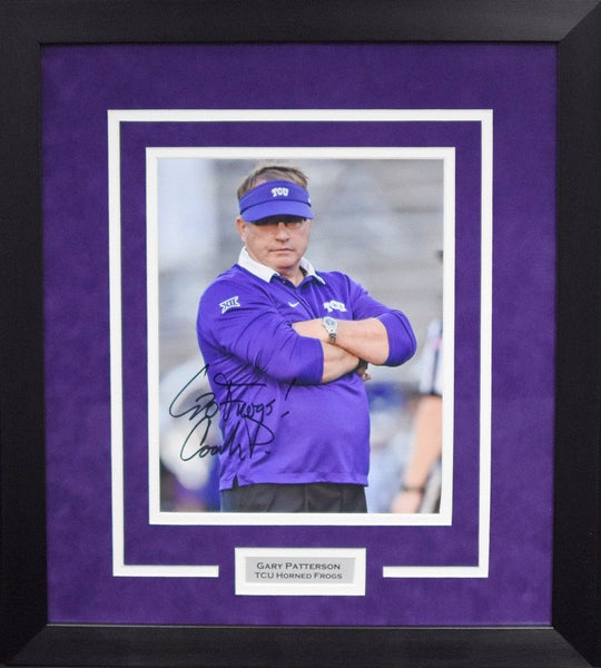 GARY PATTERSON AUTOGRAPHED TCU HORNED FROGS 8x10 FRAMED PHOTO COA