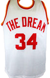 Hakeem Olajuwon Autographed White Stat Pro Jersey- JSA W *Black