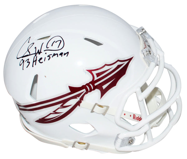 CHARLIE WARD SIGNED FLORIDA STATE SEMINOLES WHITE SPEED MINI HELMET BECKETT