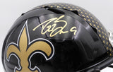 Drew Brees Autographed Alternate Black Full Size Helmet Saints Beckett W717762