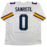 Autographed/Signed Mike Sainristil Michigan White Jersey Beckett BAS COA