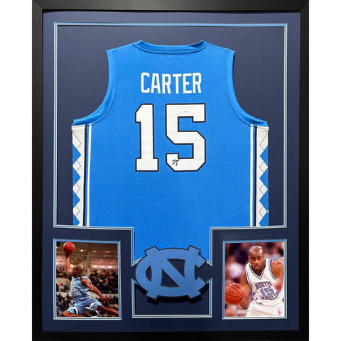 Vince Carter Autographed Signed Framed North Carolina UNC Jersey JSA