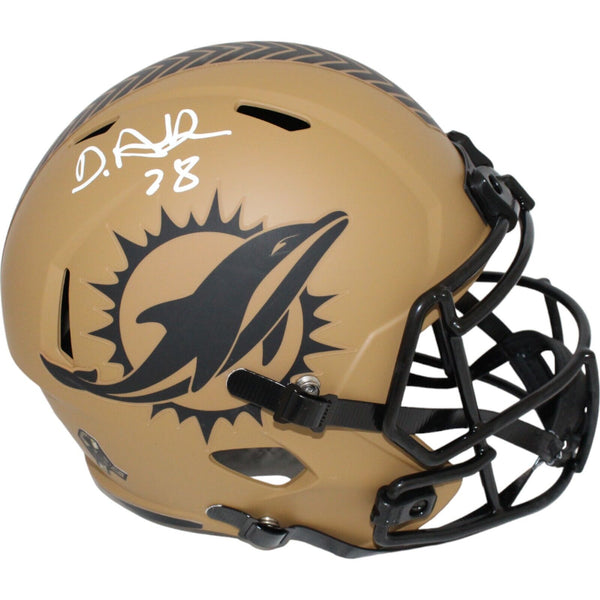 Devon Achane Autographed Miami Dolphins 23 Salute F/S Helmet Beckett 43837