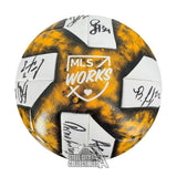 2019 Columbus Crew Auto Match Used Yellow Soccer Ball -BAS/Fanatics LOA(20 Sigs)