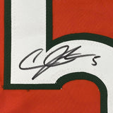 FRAMED Autographed/Signed ANDRE JOHNSON 35x39 Orange Jersey JSA COA