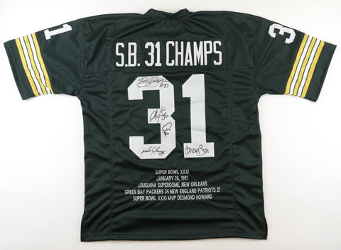 Green Bay Super Bowl XXXI #31 Jersey Signed by 4 Packers Starters (PSA COA)