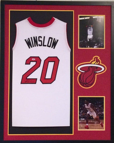 FRAMED SIGNED AUTOGRAPHED JUSTISE WINSLOW MIAMI HEAT JERSEY PSA/DNA COA