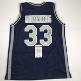 Autographed/Signed Alonzo Mourning Georgetown Blue College Jersey JSA