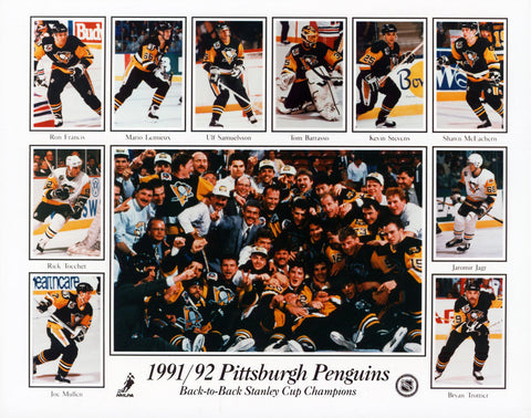 1992 Pittsburgh Penguins 8x10 Photo B2B Stanley Cup Champions Un-signed