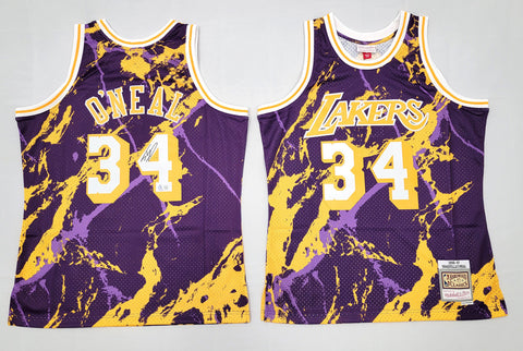 Shaquille O'Neal Signed LA Lakers 1996-97 Mitchell & Ness Marble Jersey Beckett