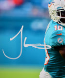 Tyreek Hill Autographed Miami Dolphins 8X10 Teal Jersey Photo- Beckett W Holo