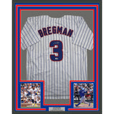 Framed Autographed Alex Bregman 35x39 Chicago Pinstripe Baseball Jersey BAS COA