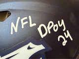 Patrick Surtain II Autographed, Inscribed Denver Broncos Navy Pro Helmet BAS COA
