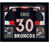 Terrell Davis Signed Denver Broncos Framed Blue NFL Jersey with "HOF 17" Inscrip