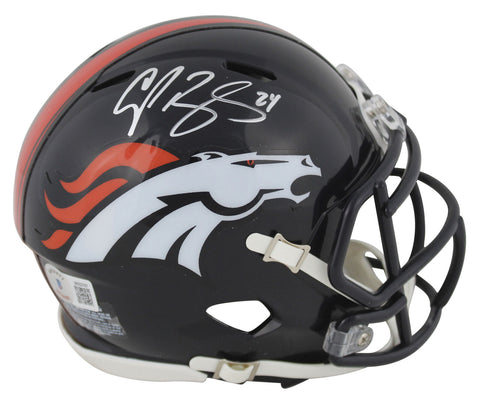 Broncos Champ Bailey Authentic Signed Speed Mini Helmet w/ Silver Sig BAS Wit