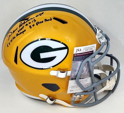 Packers DAVE ROBINSON Signed Full Size Replica Spd Helmet AUTO w/3 Scripts - JSA