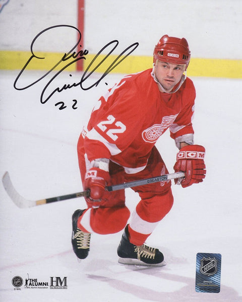 Dino Ciccarelli Signed Red Wings Skating Action 8x10 Photo - (SCHWARTZ COA)