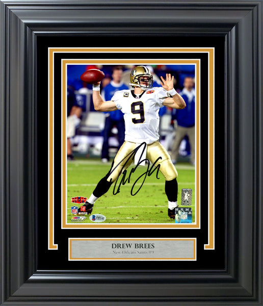 DREW BREES AUTOGRAPHED FRAMED 8X10 PHOTO SAINTS SUPER BOWL XLIV BECKETT 200391