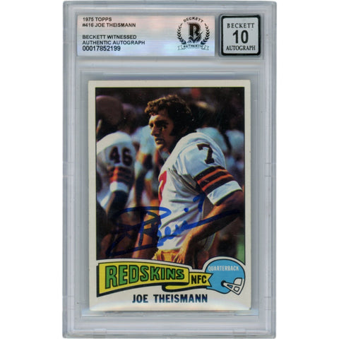 Joe Theismann Autographed 1975 Topps #416 Slabbed Trading Card Beckett 50356