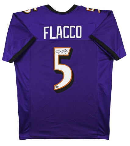 Joe Flacco Authentic Signed Purple Pro Style Jersey Autographed BAS Witnessed