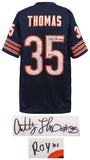Anthony Thomas (BEARS) Signed Navy Custom Football Jersey w/ROY'01 - (SS COA)