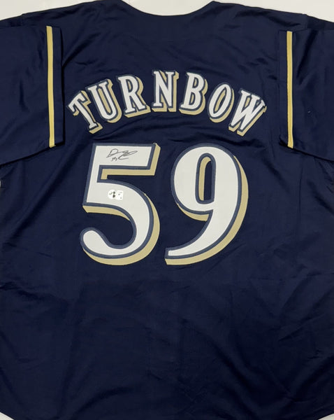 DERRICK TURNBOW Signed Custom Replica Navy Brewers Jersey AUTO - BAS