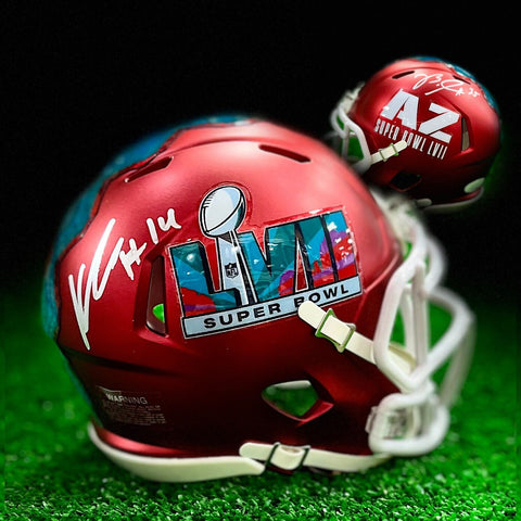 Kenneth Gainwell & Boston Scott Eagles Autographed Super Bowl Mini-Helmet JSA