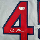 Autographed/Signed Pedro Martinez Boston Grey Jersey Beckett BAS COA
