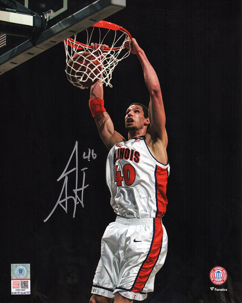 James Augustine Signed Illinois White Jersey Dunk 8x10 Photo - (SCHWARTZ COA)
