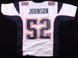 Ted Johnson Signed New England Jersey Inscribed "3xS B Champ!" (JSA) Linebacker
