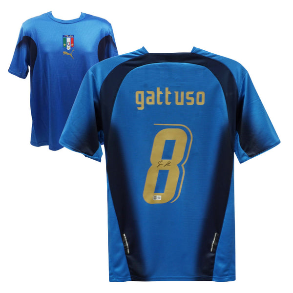 Gennaro Gattuso Signed Italy FC Home Soccer Jersey #8 with Beckett COA