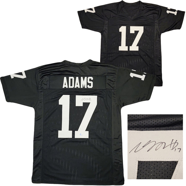 LAS VEGAS RAIDERS DAVANTE ADAMS AUTOGRAPHED BLACK JERSEY BECKETT BAS QR 206043