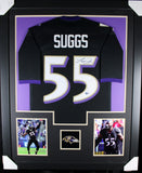 TERRELL SUGGS (Ravens black TOWER) Signed Autographed Framed Jersey Beckett