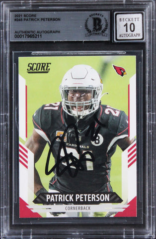 Cardinals Patrick Peterson Signed 2021 Score #245 Card Auto 10! BAS Slabbed