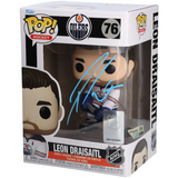 Leon Draisaitl Autographed Oilers White Jersey Funko Pop! Vinyl Figure Fanatics