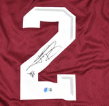 Johnny Manziel Autographed Maroon College Style Jersey w/HT -Beckett W Hologram