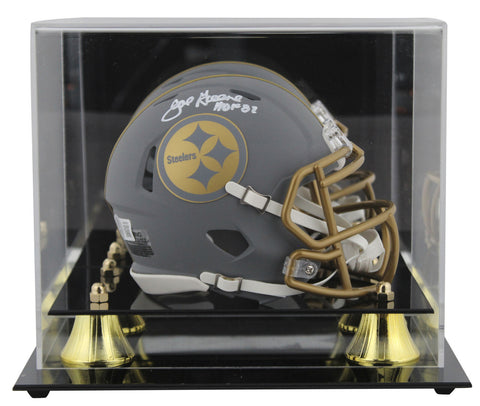 Steelers Joe Greene "HOF 87" Signed Slate Speed Mini Helmet W/ Case BAS Witness