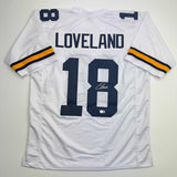 Autographed/Signed Colston Loveland Michigan White College Jersey Beckett COA