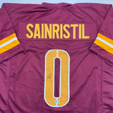 Autographed/Signed Mike Sainristil Washington Burgundy Jersey Beckett COA