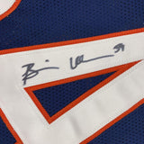 Framed Autographed/Signed Brian Urlacher 33x42 Chicago Blue Jersey JSA COA