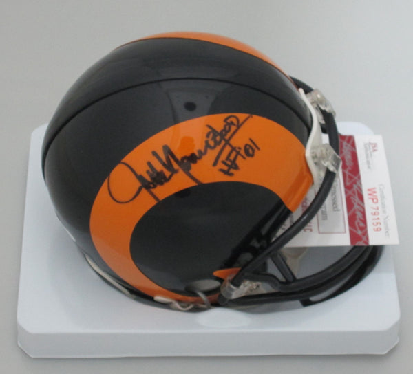 Rams Jack Youngblood Signed Throwback Mini Helmet AUTO w/ "HOF '01" - JSA