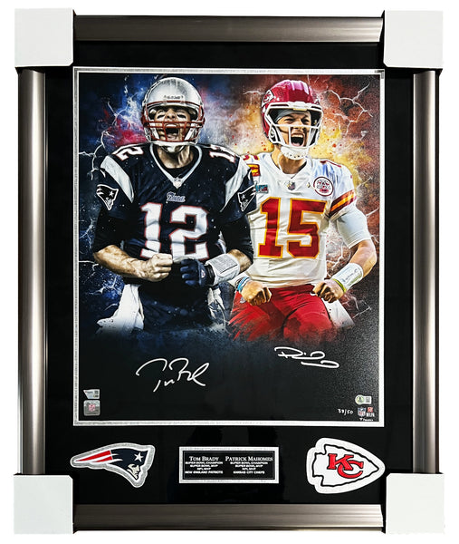 Tom Brady/Patrick Mahomes Dual Signed 20x24 Framed Photo LE /50 BAS Fanatics